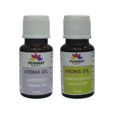 Pujahaat Lavender and Lemongrass Aroma Oil for Aromatherapy oils, Oil for diffusers, Humidifier oils, Oil Burners, Spa and Air Purifier 10ml Each - Set of 2 (2 x 10 ml)