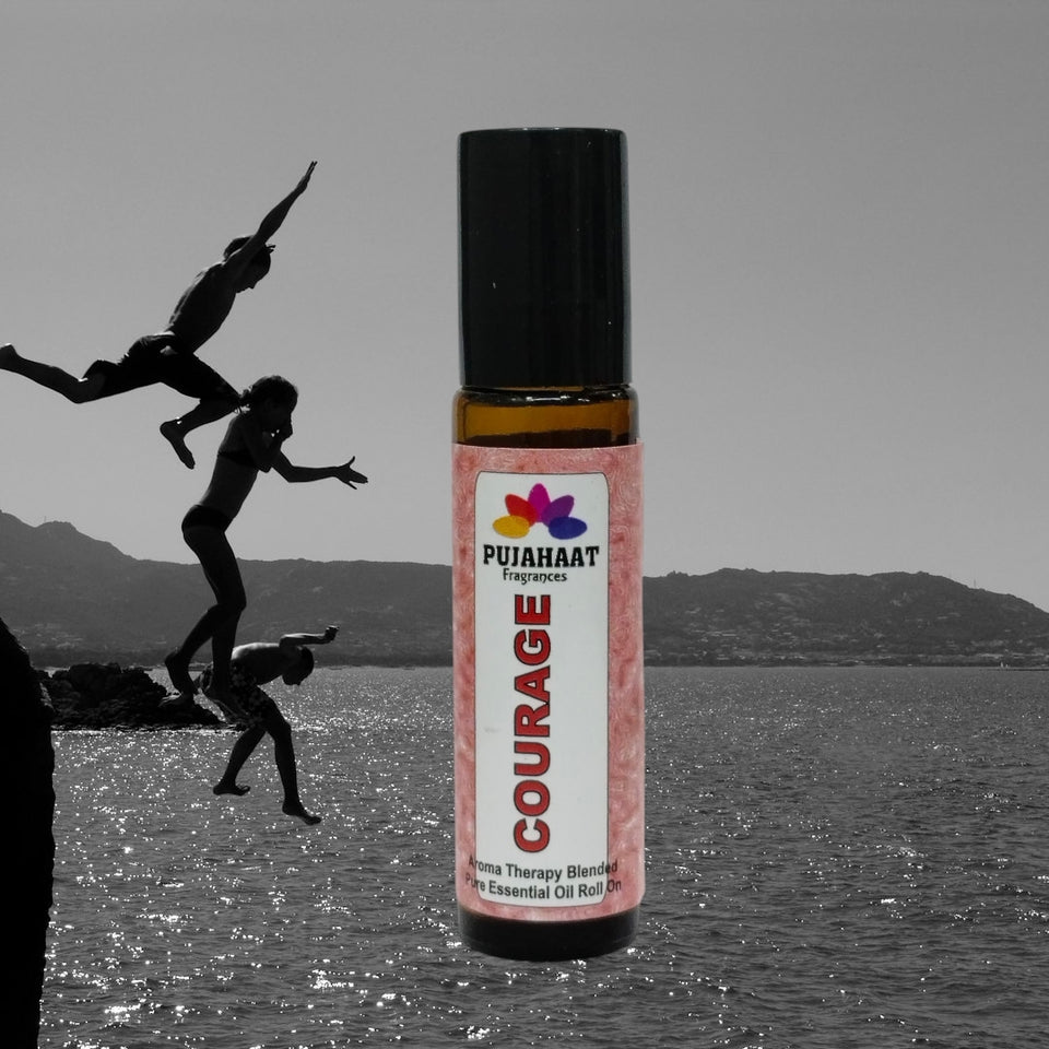 Pujahaat Courage Aromatherapy Roll-on | Blend of pure & natural Essential Oils | To assist Overcoming Fear | Crafted by Certified Aromatherapists 10ml/0.33 fl oz (Courage Roll-on, Pack of 1)