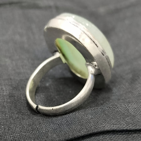 Green Jade Crystal Free Size Cabochon Cut Crystal Ring For Men And Women