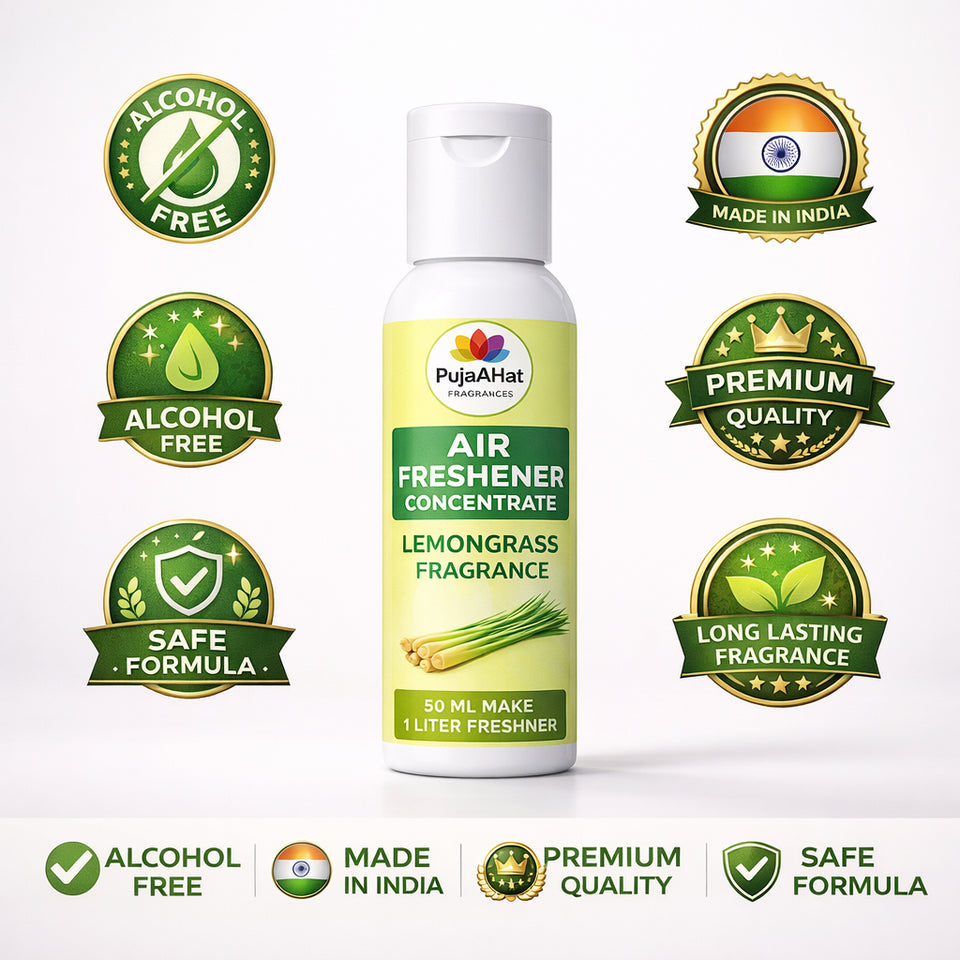 Lemongrass Air Freshener Concentrate Set of 3 (50ml Each) Makes 1 Liter Each | Long Lasting Room Freshener Liquid | Fragrance Combo for Home, Office, Car | Alcohol-Free Premium Fragrance by Pujahaat