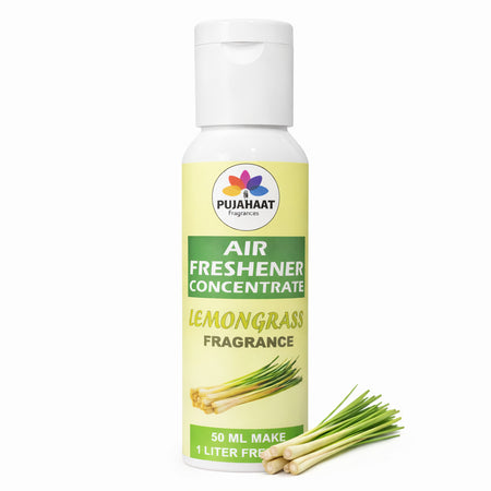 Lemongrass Air Freshener Concentrate Set of 3 (50ml Each) Makes 1 Liter Each | Long Lasting Room Freshener Liquid | Fragrance Combo for Home, Office, Car | Alcohol-Free Premium Fragrance by Pujahaat