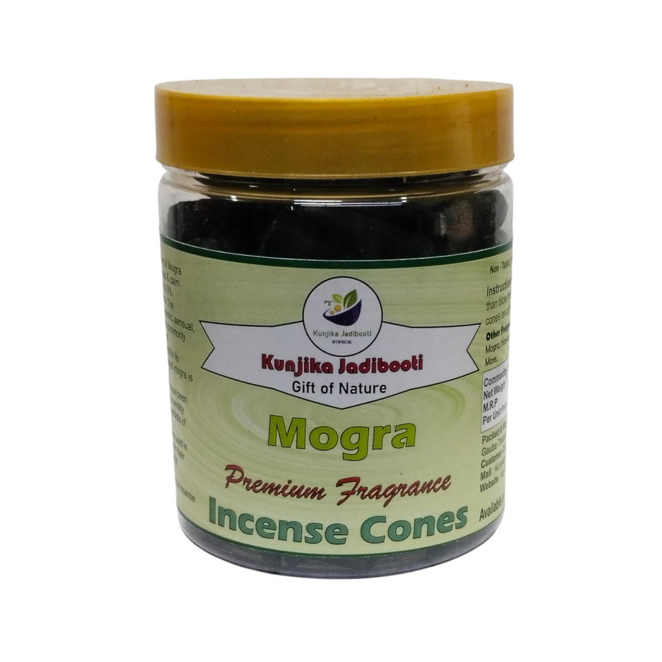 Kunjika Jadibooti Premium Scented Incense Dhoop /Cone | No Charcoal No Bamboo | for Pooja, Rituals & Special Occasions, Dhoop Batti Mogra Fragrance - 200 Gms