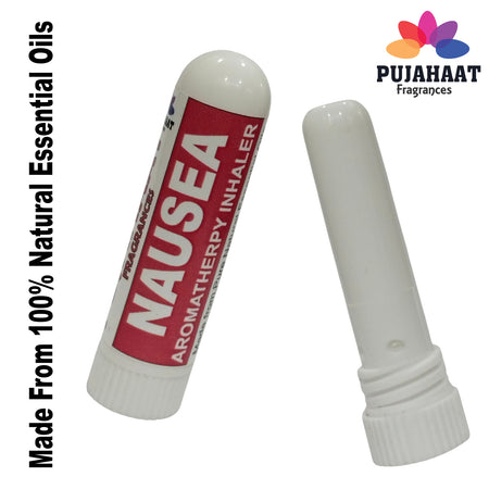 Pujahaat Natural Essential oil based Aromatherapy Nasal Inhaler Stick NAUSEA, Made with 100% natural, therapeutic grade essential oils - Set of 2
