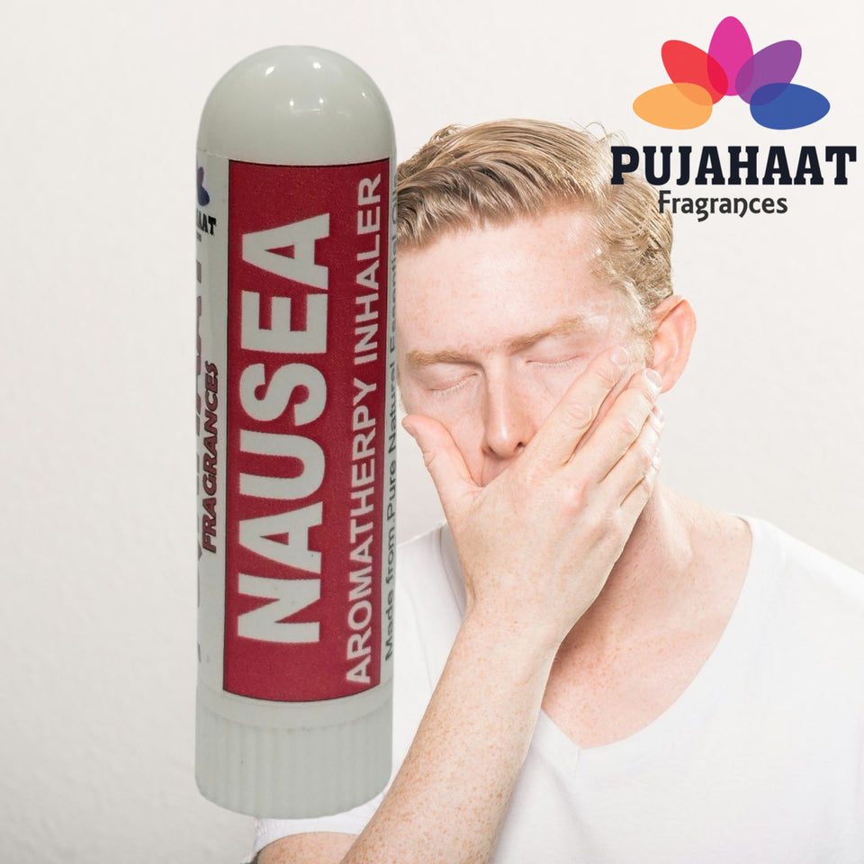 Pujahaat Natural Essential oil based Aromatherapy Nasal Inhaler Stick NAUSEA, Made with 100% natural, therapeutic grade essential oils - Set of 2