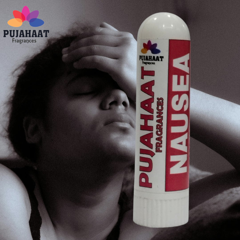 Pujahaat Natural Essential oil based Aromatherapy Nasal Inhaler Stick NAUSEA, Made with 100% natural, therapeutic grade essential oils - Set of 2