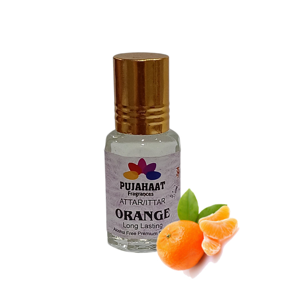 Pujahaat Raksha Bandhan Combo - Orange Attar ( Alcohol-Free) 6ml & 7 Chakra Crystal Beads 8mm Rakhi