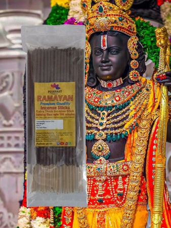 Pujahaat Premium Scented Incense Stick Agarbatti | No Charcoal Incense Sticks, 100 minutes burning time, 0% Sulphates Fragrance - Ramayan Fragrance