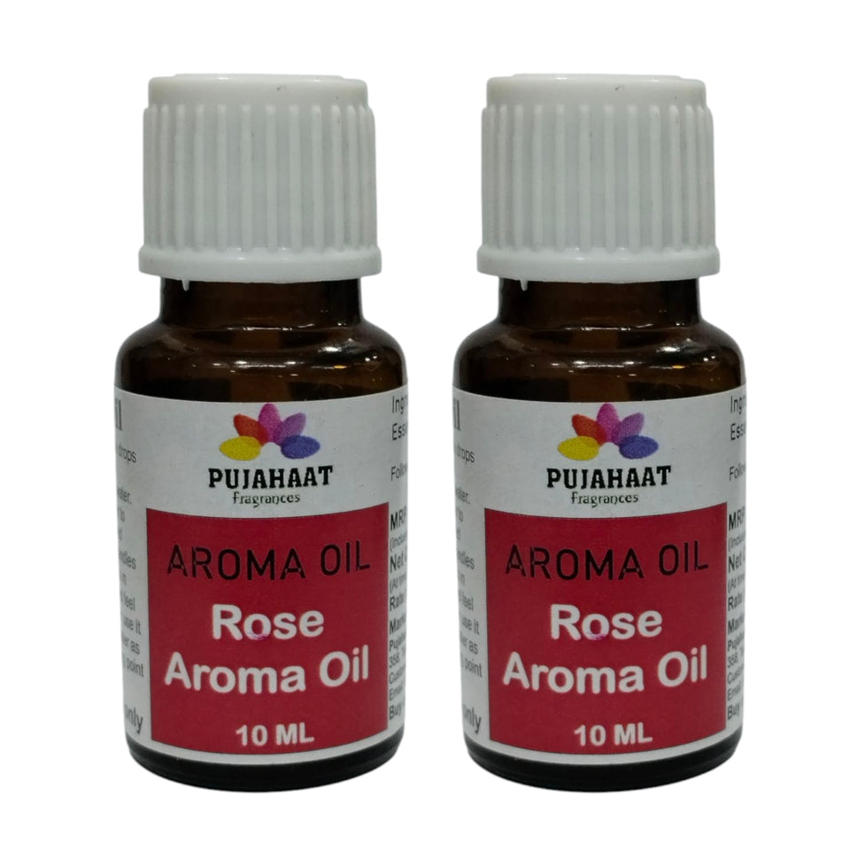Pujahaat Rose Aroma Oil for Aromatherapy oils, Oil for diffusers, Humidifier oils, Oil Burners, Spa and Air Purifier 10ml Each, Rose - Set of 2 (2 x 10 ml)
