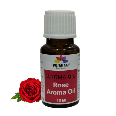 Pujahaat Rose and Jasmine Aroma Oil for Aromatherapy oils, Oil for diffusers, Humidifier oils, Oil Burners, Spa and Air Purifier 10ml Each - Set of 2 (2 x 10 ml)