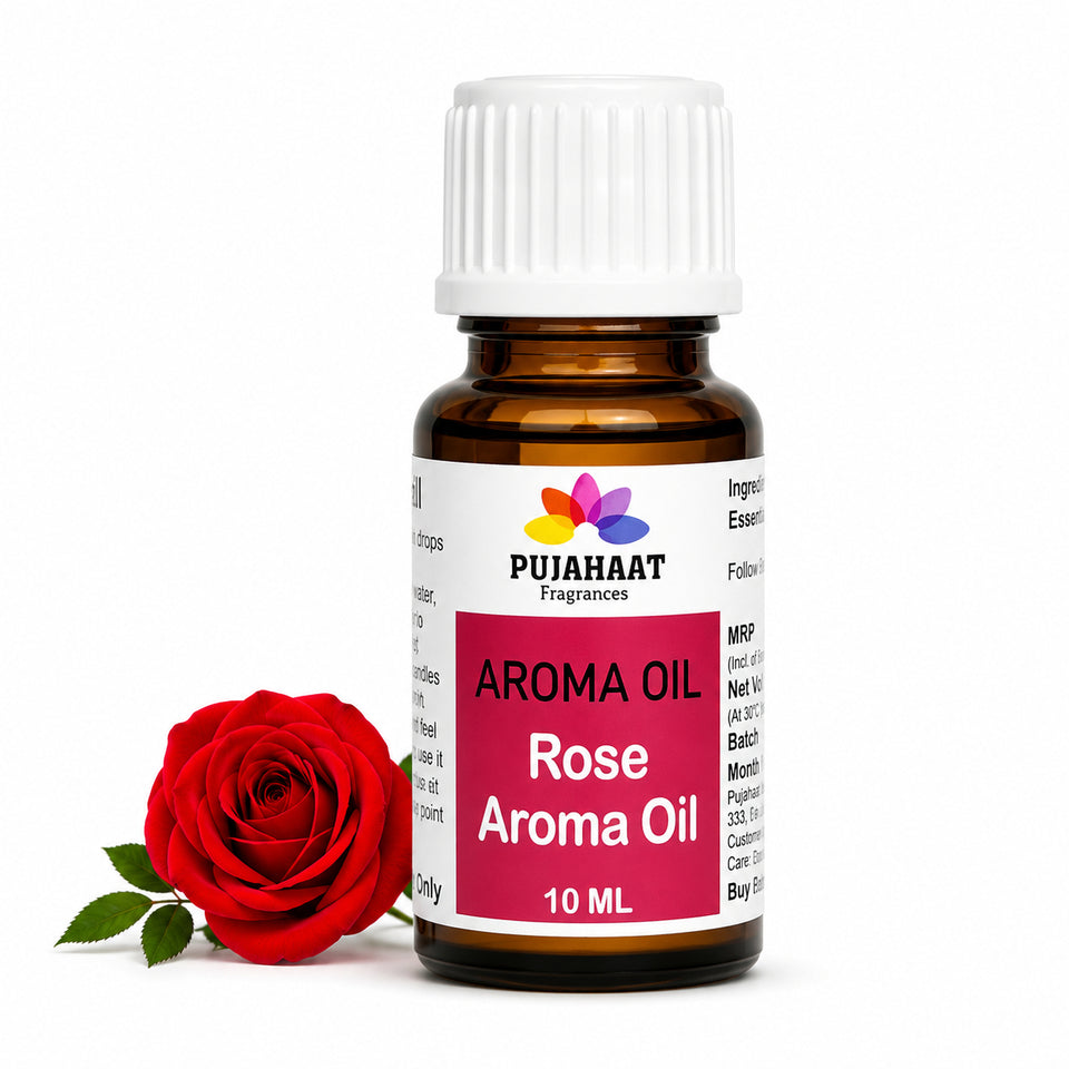 Pujahaat Rose Aroma Oil for Aromatherapy oils, Oil for diffusers, Humidifier oils, Oil Burners, Spa and Air Purifier 10ml Each, Rose - Set of 2 (2 x 10 ml)