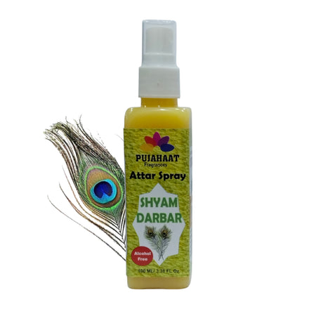 Shyam Darbar Attar Spray by Pujahaat | 100ml Non Alcoholic Spray | Religious Mist | Air Freshener, Room Mist, Fabric & Linen Spray | Perfect for Prayers Rooms, Living Room, sofas, curtains, car