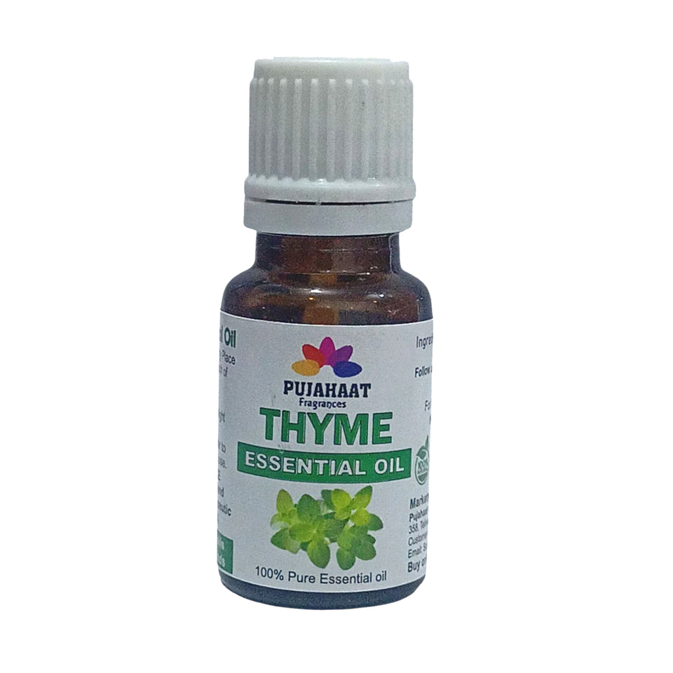 Pujahaat Thyme Essential Oil - Natural, Pure, Plant-Based Skincare & Hair care Solution, Aromatherapy - Hydrates, Soothes, Promotes Hair Growth & Skin Healing - Vegan & Cruelty free - 15 ml