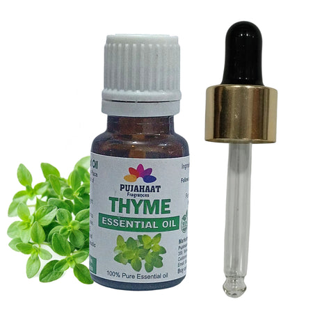 Pujahaat Thyme Essential Oil - Natural, Pure, Plant-Based Skincare & Hair care Solution, Aromatherapy - Hydrates, Soothes, Promotes Hair Growth & Skin Healing - Vegan & Cruelty free - 15 ml