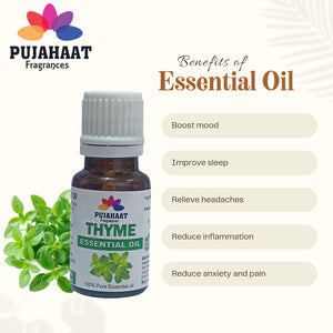 Pujahaat Thyme Essential Oil - Natural, Pure, Plant-Based Skincare & Hair care Solution, Aromatherapy - Hydrates, Soothes, Promotes Hair Growth & Skin Healing - Vegan & Cruelty free - 15 ml