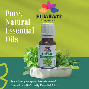 Pujahaat Thyme Essential Oil - Natural, Pure, Plant-Based Skincare & Hair care Solution, Aromatherapy - Hydrates, Soothes, Promotes Hair Growth & Skin Healing - Vegan & Cruelty free - 15 ml