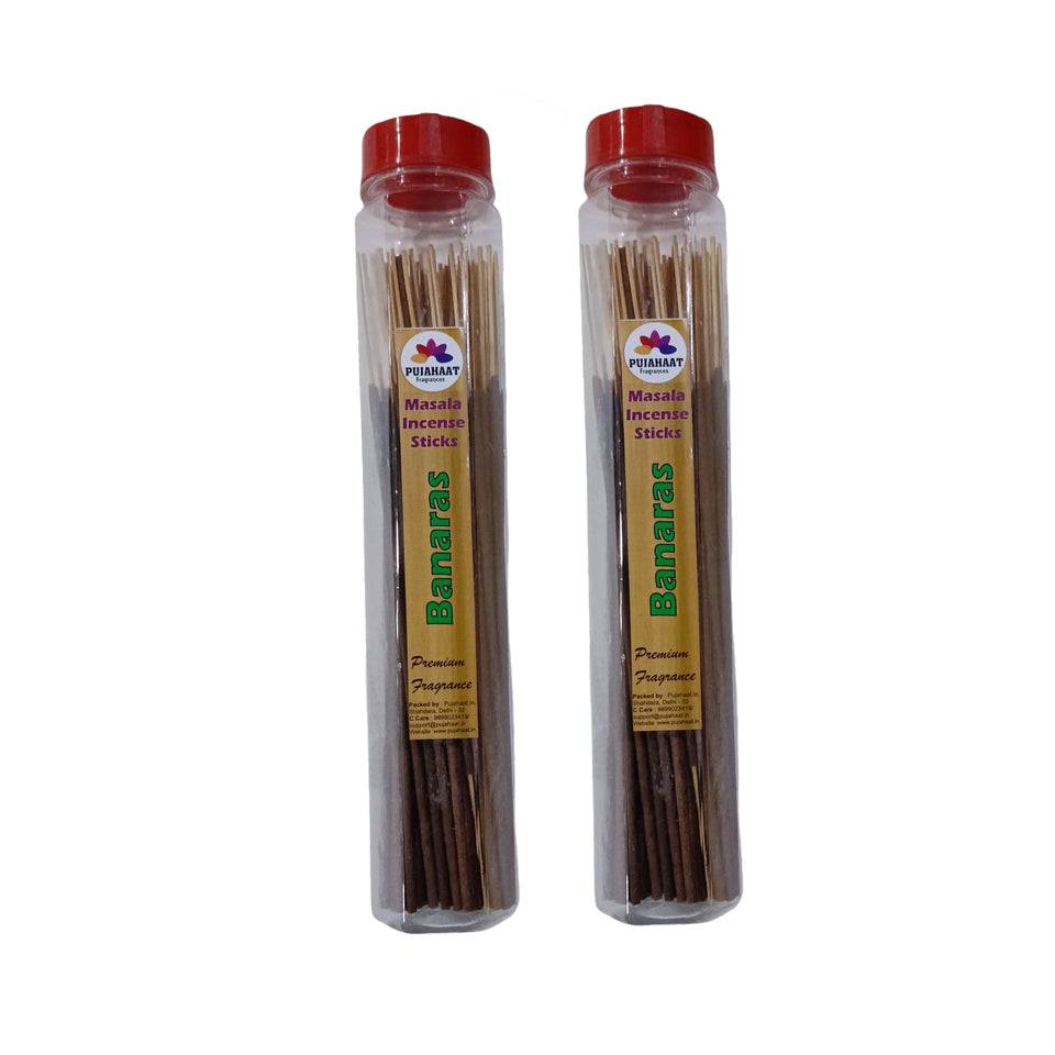 Pujahaat Premium Scented Incense Stick Masala Agarbatti | No Charcoal Incense Sticks, 100% Herbal Fragrance Agarbatti, 0% Sulphates - Banaras Fragrance