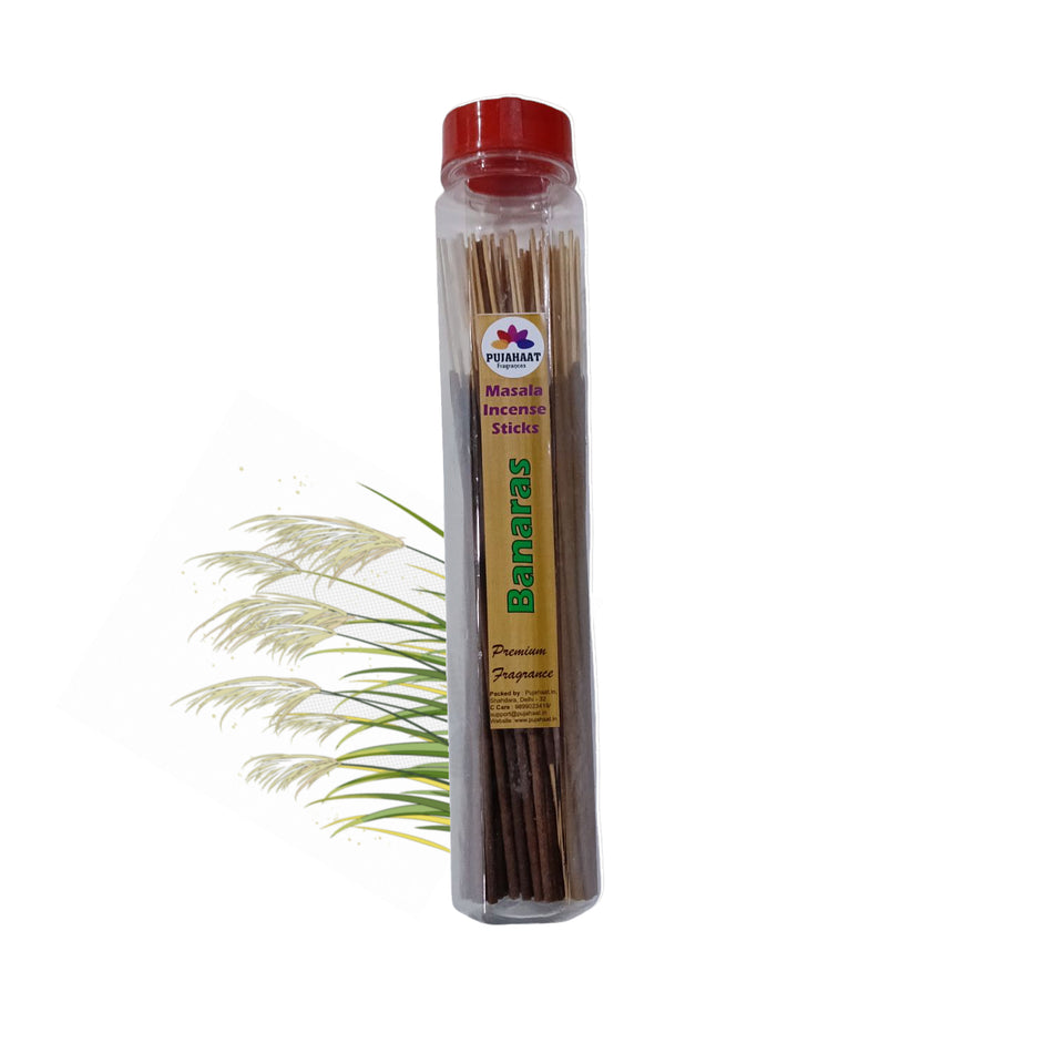 Pujahaat Premium Scented Incense Stick Masala Agarbatti | No Charcoal Incense Sticks, 100% Herbal Fragrance Agarbatti, 0% Sulphates - Banaras Fragrance