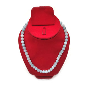 Aquamarine Crystal Round Beads Necklace 15 Inches 8mm Beads Semi precious Mala