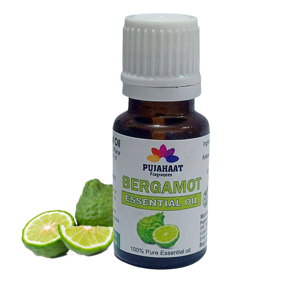 Pujahaat Bergamot Essential oil for Skin, Hair and Stress Relief, Pure, Natural and Therapeutic Grade Essential Oil- Vegan & Cruelty free - 15 ml