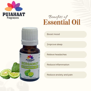 Pujahaat Bergamot Essential oil for Skin, Hair and Stress Relief, Pure, Natural and Therapeutic Grade Essential Oil- Vegan & Cruelty free - 15 ml