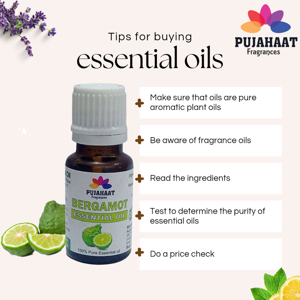 Pujahaat Bergamot Essential oil for Skin, Hair and Stress Relief, Pure, Natural and Therapeutic Grade Essential Oil- Vegan & Cruelty free - 15 ml