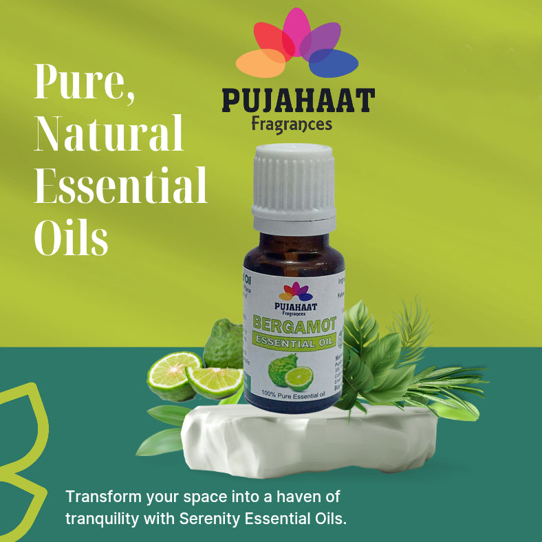 Pujahaat Bergamot Essential oil for Skin, Hair and Stress Relief, Pure, Natural and Therapeutic Grade Essential Oil- Vegan & Cruelty free - 15 ml