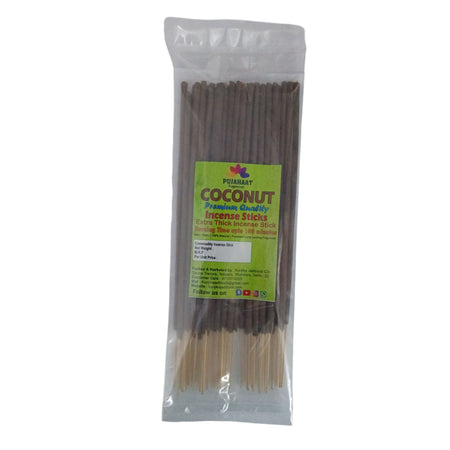 Pujahaat Premium Scented Incense Stick Agarbatti | No Charcoal Incense Sticks, 100 minutes burning time, 0% Sulphates Fragrance - Coconut Rare Fragrance