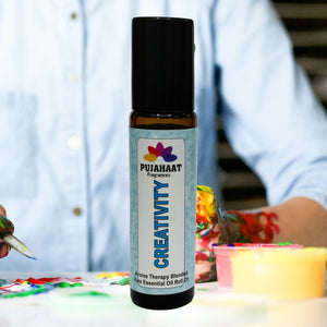 Pujahaat Creativity Aromatherapy Roll-on | Blend of pure & natural Essential Oils | Helps in focusing on reducing over thinking and creative blocks | Crafted by Certified Aromatherapists 10ml/0.33 fl oz - Creativity Roll-on