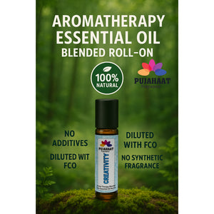 Pujahaat Creativity Aromatherapy Roll-on | Blend of pure & natural Essential Oils | Helps in focusing on reducing over thinking and creative blocks | Crafted by Certified Aromatherapists 10ml/0.33 fl oz - Creativity Roll-on