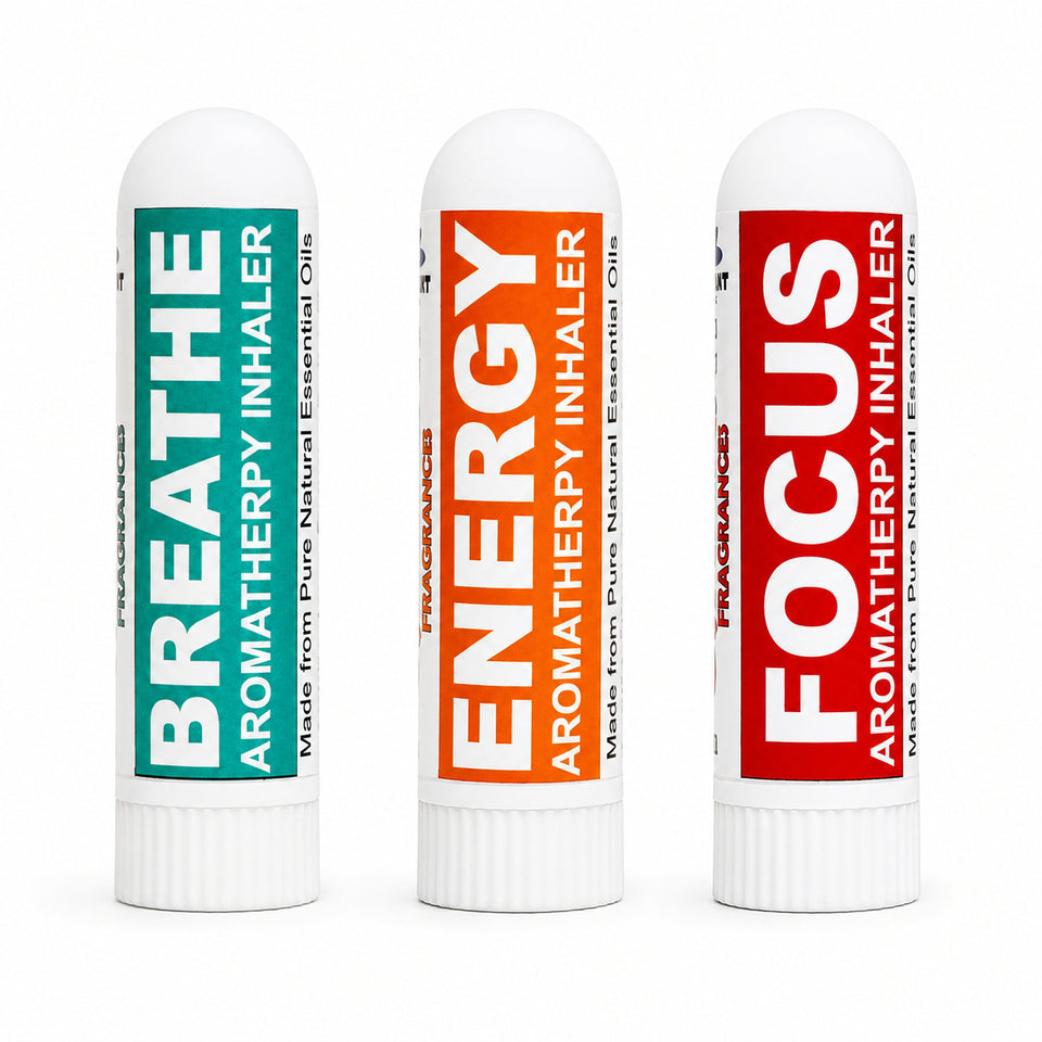 Pujahaat Natural Essential oil based Aromatherapy Nasal Inhaler Stick Breathe, Energy, Focus Made with therapeutic grade essential oils- Set of 3