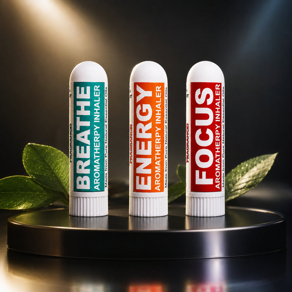 Pujahaat Natural Essential oil based Aromatherapy Nasal Inhaler Stick Breathe, Energy, Focus Made with therapeutic grade essential oils- Set of 3