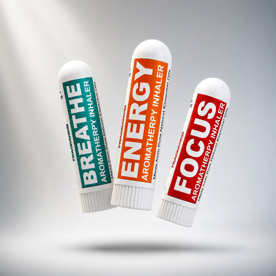 Pujahaat Natural Essential oil based Aromatherapy Nasal Inhaler Stick Breathe, Energy, Focus Made with therapeutic grade essential oils- Set of 3