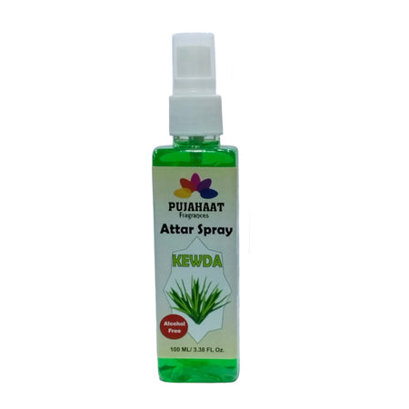 Kewda Attar Spray by Pujahaat | 100ml Non Alcoholic Spray | Religious Mist | Air Freshener, Room Mist, Fabric & Linen Spray | Perfect for Prayers Rooms, Living Room, sofas, curtains, car