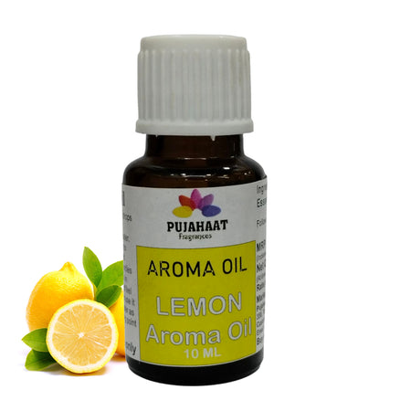 Pujahaat Lemon Aroma Oil for Aromatherapy oils, Oil for diffusers, Humidifier oils, Oil Burners, Spa and Air Purifier 10ml Each, Lemon - Set of 2 (2 x 10 ml)