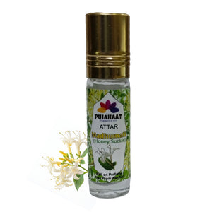 Pujahaat Premium Alcohol-Free Honey Suckle (Madhumati) Attar | Ittar 6 ml, Fresh Floral Scent, Long-Lasting Travel Size Roll-On, Best Honey Suckle (Madhumati) Attar Fragrance Oil