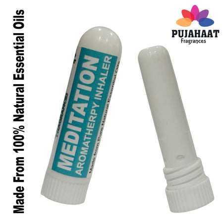 Pujahaat Natural Essential oil based Aromatherapy Nasal Inhaler Stick MEDITATION, Made with 100% natural, therapeutic grade essential oils - Set of 2