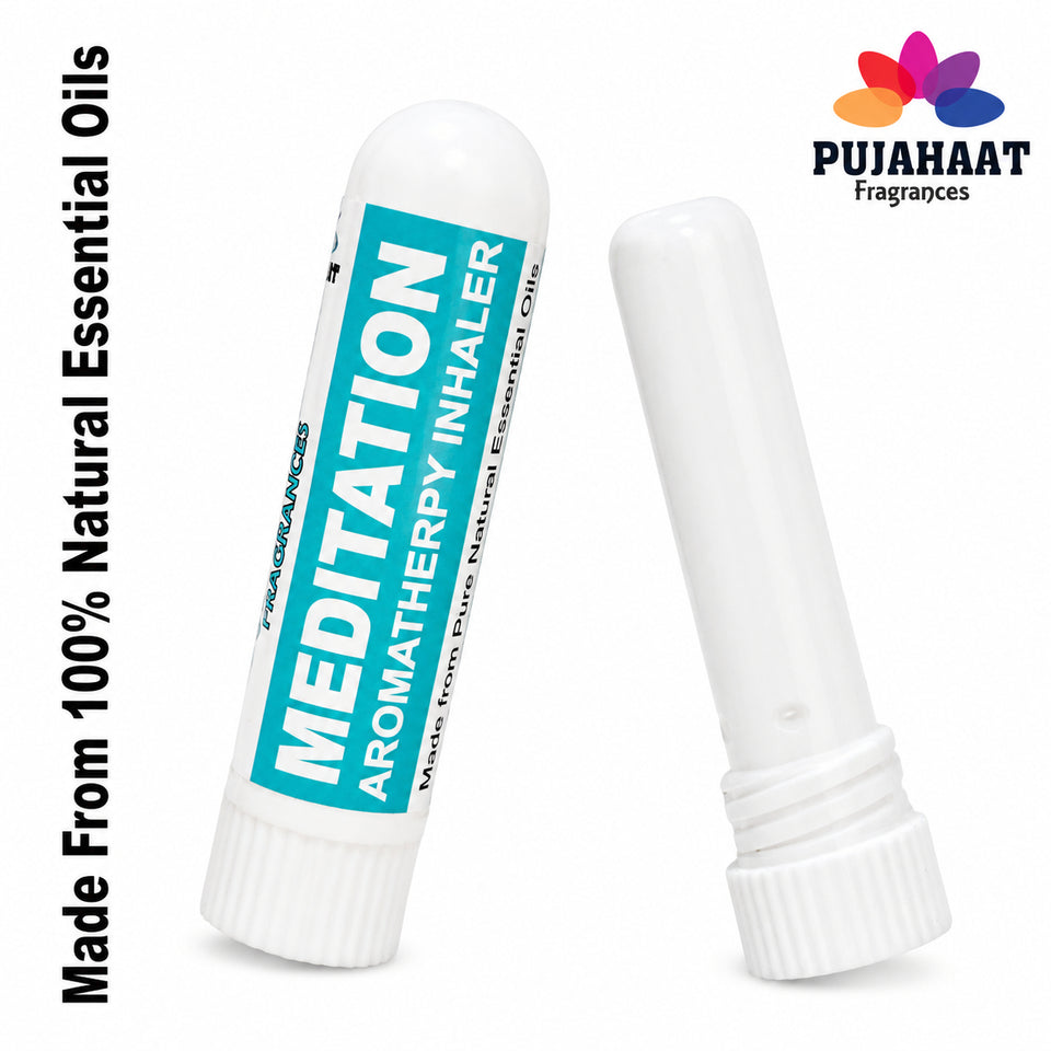 Pujahaat Natural Essential oil based Aromatherapy Nasal Inhaler Stick MEDITATION, Made with 100% natural, therapeutic grade essential oils - Set of 2