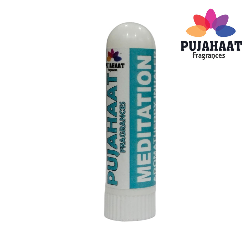 Pujahaat Natural Essential oil based Aromatherapy Nasal Inhaler Stick MEDITATION, Made with 100% natural, therapeutic grade essential oils - Set of 2