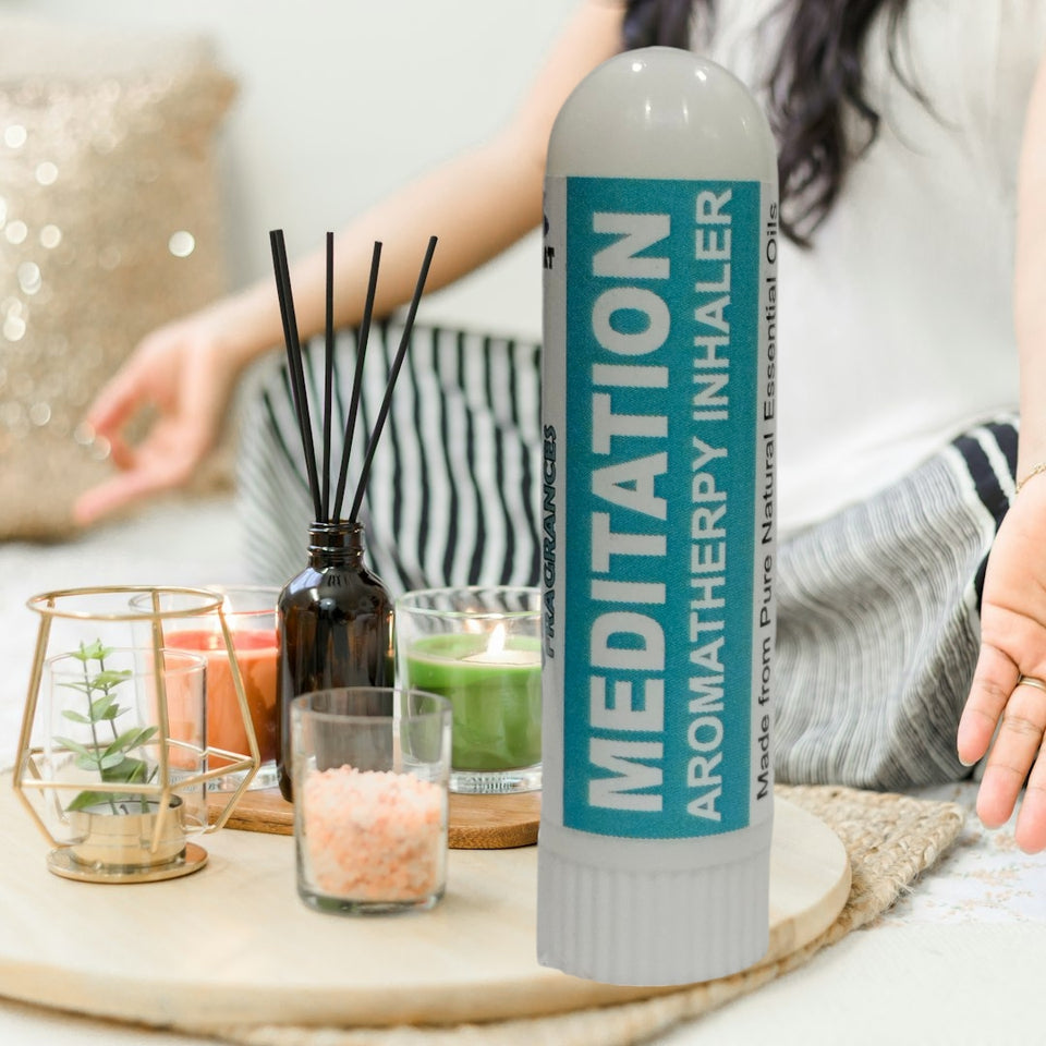 Pujahaat Natural Essential oil based Aromatherapy Nasal Inhaler Stick MEDITATION, Made with 100% natural, therapeutic grade essential oils - Set of 2