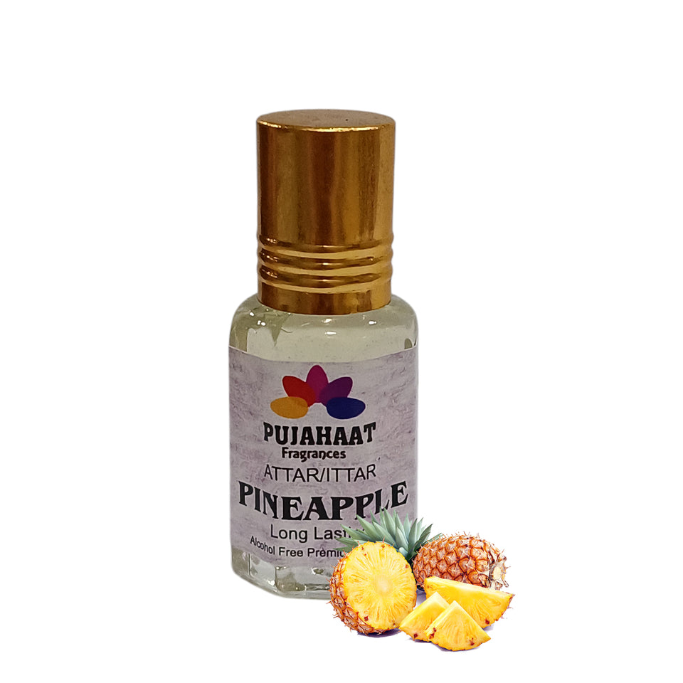 Pujahaat Premium Alcohol-Free Attar | Ittar 6ml, Long-Lasting Travel Size Roll-On, Best Fruity Attar Fragrance Oil - Pineapple