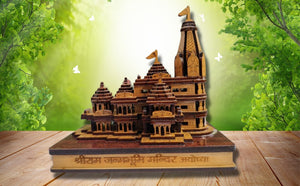 Handmade Wooden Shri Ram mandir Ayodhya 3D Wood Tempal for Home Decoration, Office, and Gift ! Full Polished Shri Ram Janmbhoomi Temple 3D Model Ideal