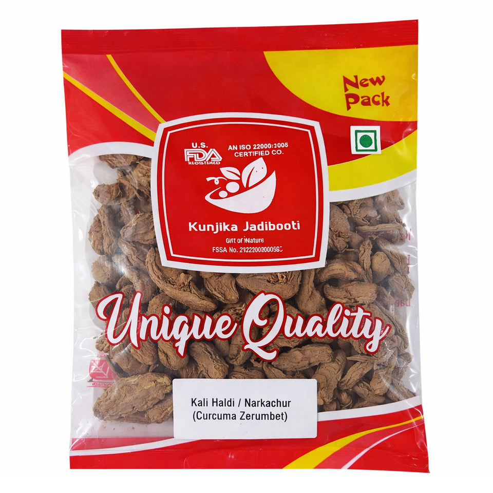 Kunjika Jadibooti Black Turmeric | Kali Haldi | Narkachur | Nar Kachur - Narkchaur - Curcuma Zerumbet - Zedoary Root Pure & Natural - 100 gms