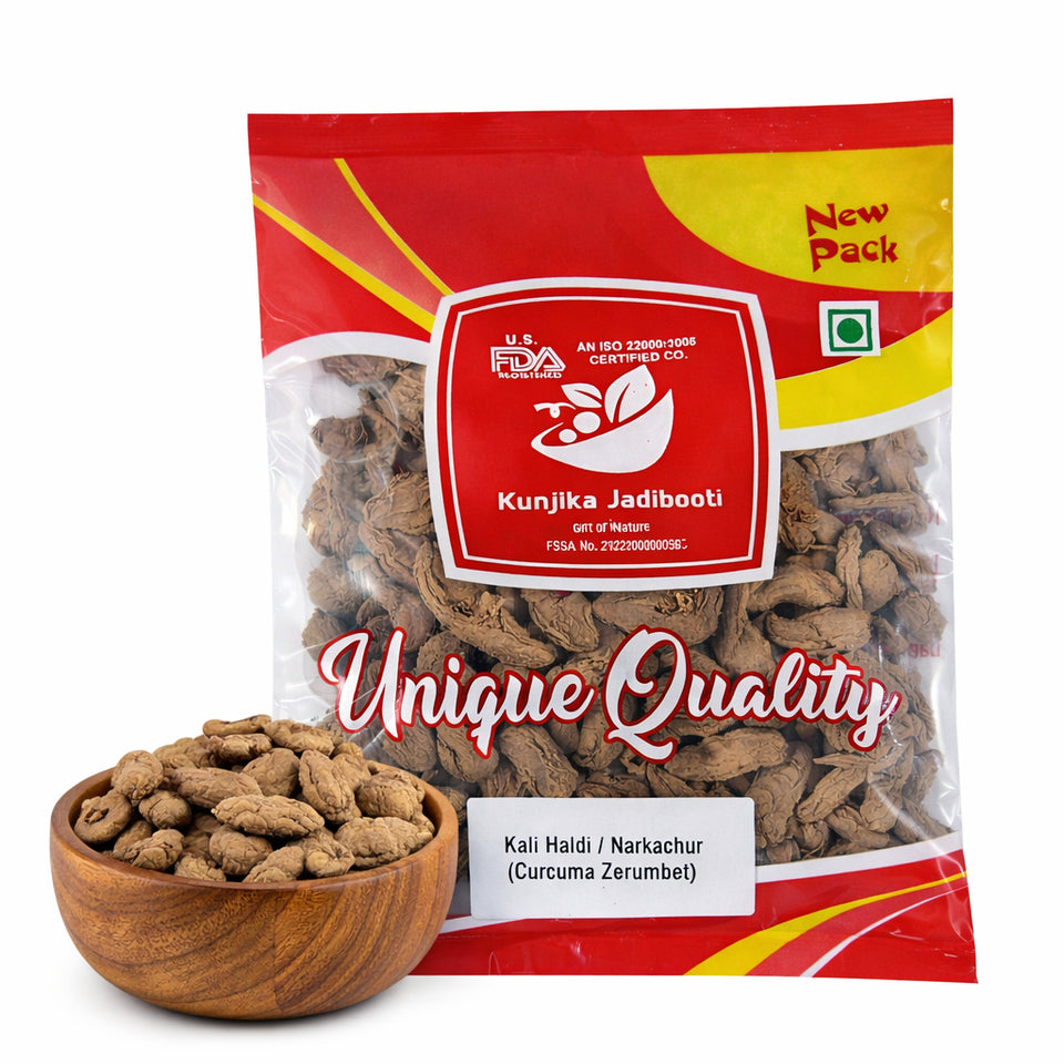 Kunjika Jadibooti Black Turmeric | Kali Haldi | Narkachur | Nar Kachur - Narkchaur - Curcuma Zerumbet - Zedoary Root Pure & Natural - 100 gms