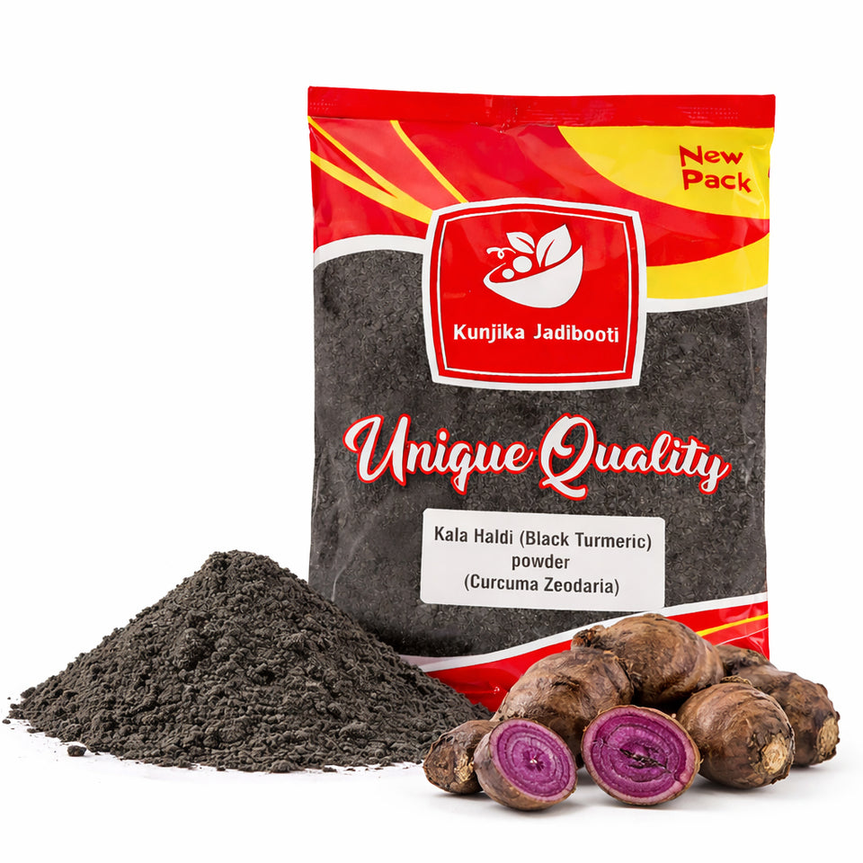 Kunjika Jadibooti Black Turmeric Powder | Kali Haldi | Narkachur | Nar Kachur - Narkchaur - Curcuma Zerumbet - Zedoary Root Pure & Natural Powder - 100 gms