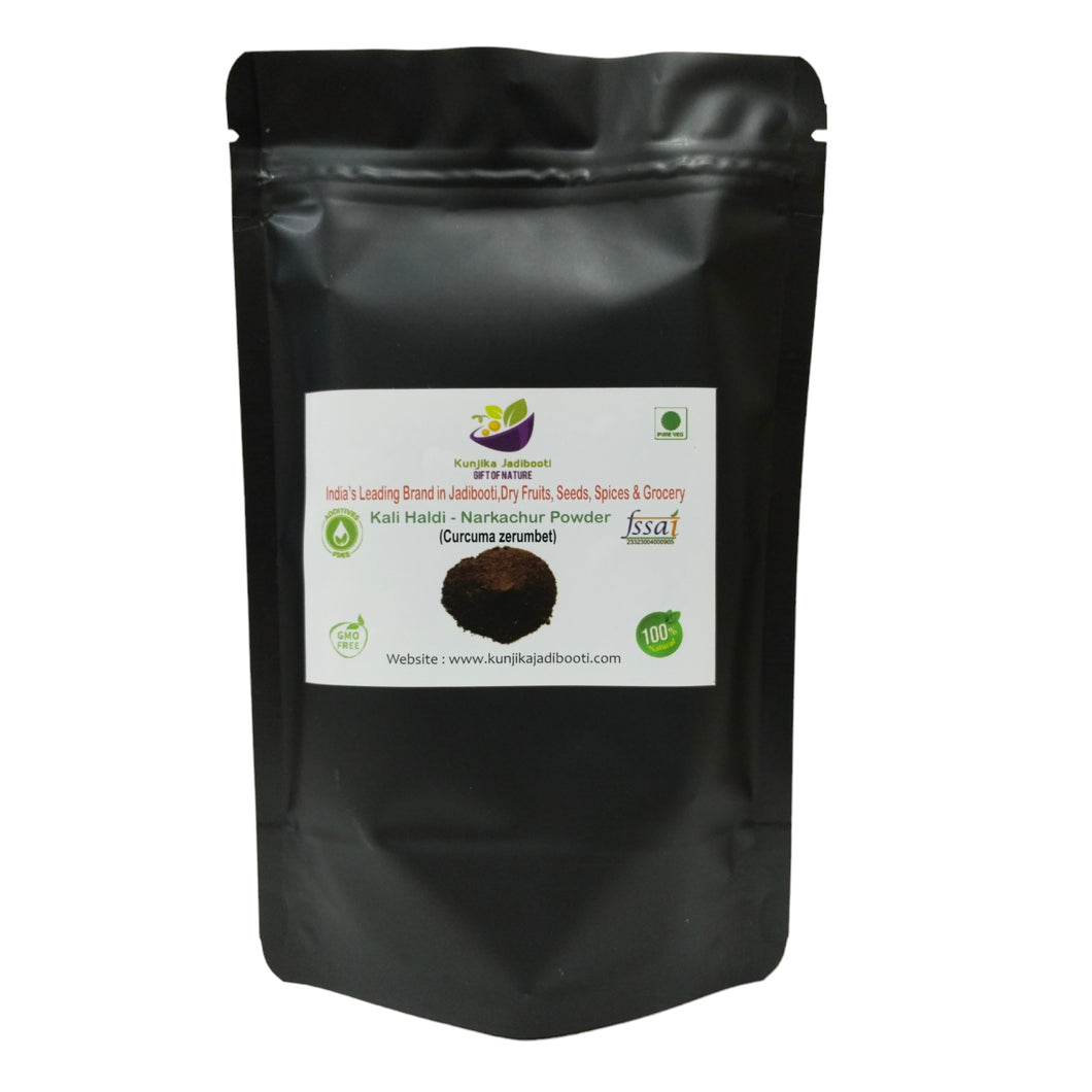 Kunjika Jadibooti Black Turmeric Powder | Kali Haldi | Narkachur | Nar Kachur - Narkchaur - Curcuma Zerumbet - Zedoary Root Pure & Natural Powder - 100 gms