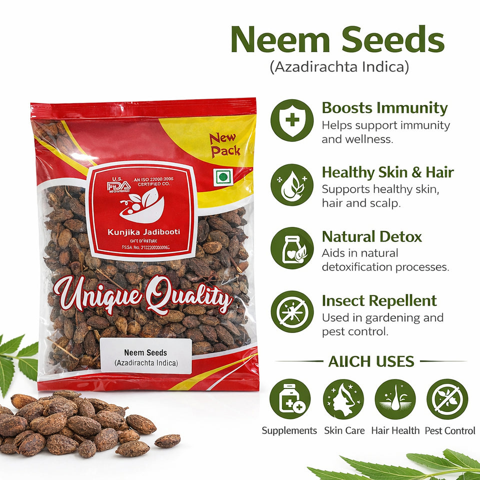 Kunjika Jadibooti Neem Niboli - Azadirachta Indica Seeds - Neem Seeds - 100 gms