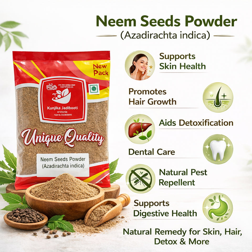 Kunjika Jadibooti Neem Niboli Powder- Azadirachta Indica Seeds - Neem Seeds Powder- 100 gms