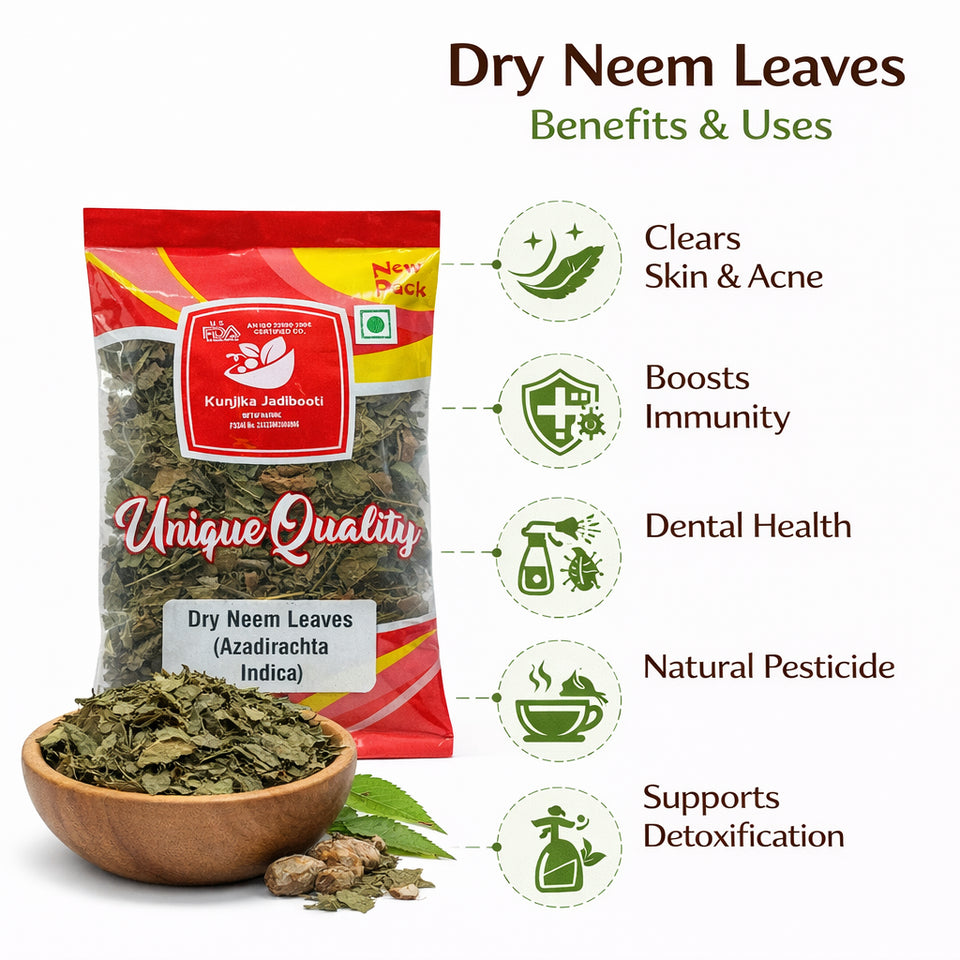 Kunjika Jadibooti Neem Patti - Sukhi Neem Patti - Dry Neem Leaves - Azadirachta Indica- 100 gms