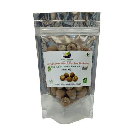 Kunjika Jadibooti Sabut Supari - Paan Puja Supari - Areca Nut - Sabut Chaliya Satta - Whole Betel Nut - 100 gms