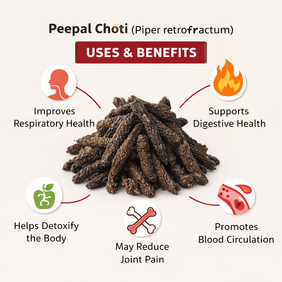 Kunjika Jadibooti Pipal Choti | Pipali | Piper Retrofractum | Choti Pipal | Pippali | Pipli Choti - 100 gms